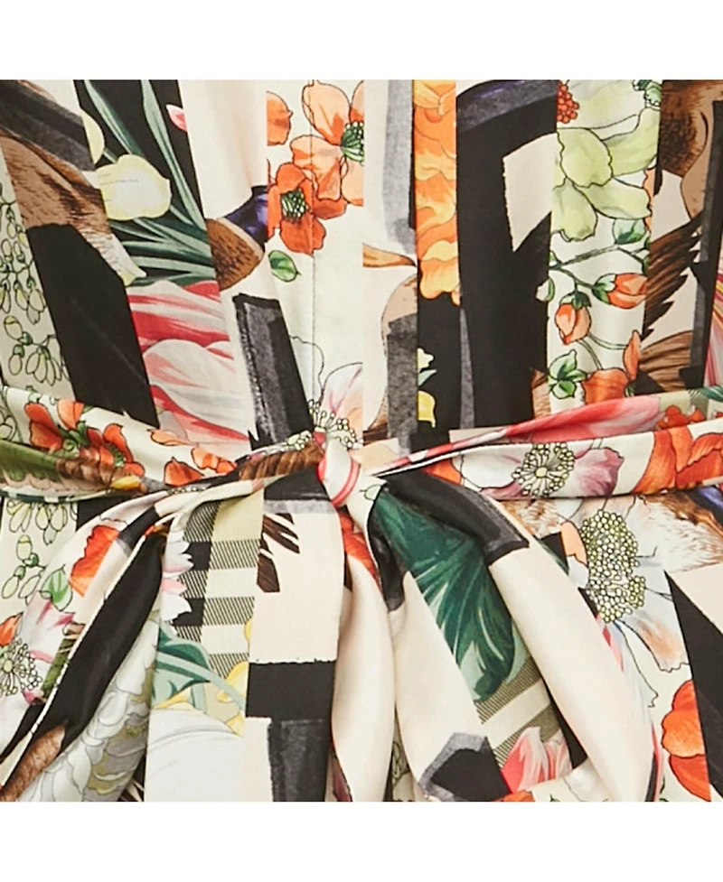 Pre-Owned Burberry Women's Multicolor Printed Button Front Belted Midi Dress