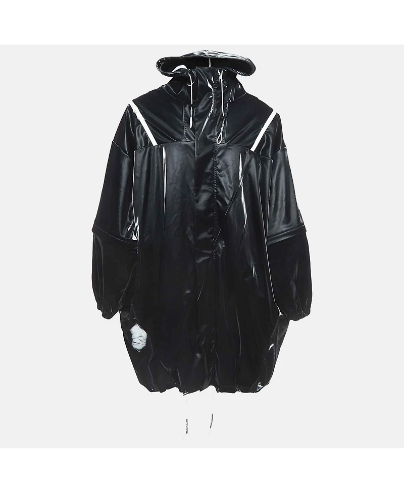 Pre-Owned Givenchy Men's Black Contrast Trim Synthetic Oversized Raincoat