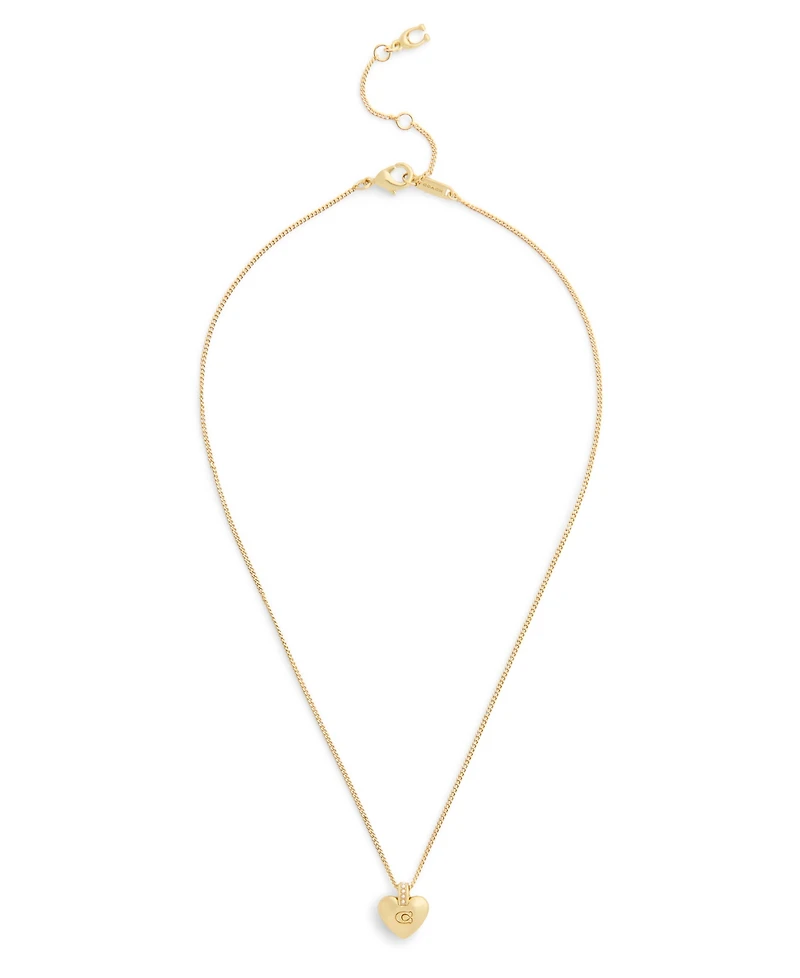 Coach Faux Cultivated Pearl Signature Puffy Heart Pendant Necklace