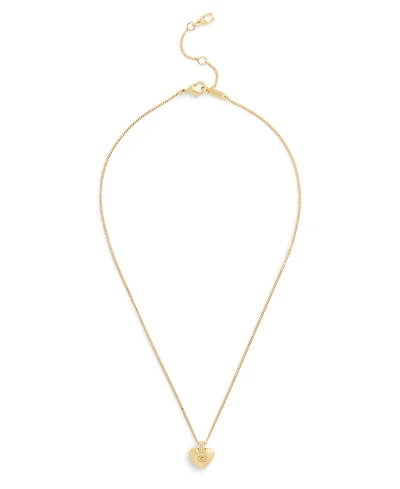 Coach Faux Cultivated Pearl Signature Puffy Heart Pendant Necklace
