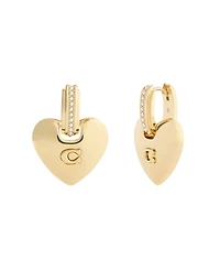 Coach Faux Cultivated Pearl Signature Puffy Heart Charm Drop Earrings