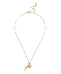 Coach Faux Stone Charming Charms Signature Padlock Key Pendant Necklace