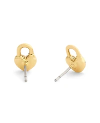 Coach Faux Stone Charming Charms Signature Heart Padlock Stud Earrings