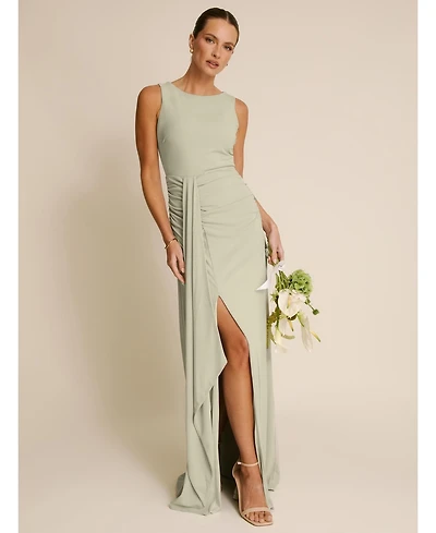 Six Stories Women's Drape Gathered Sleeveless Stretch Dress