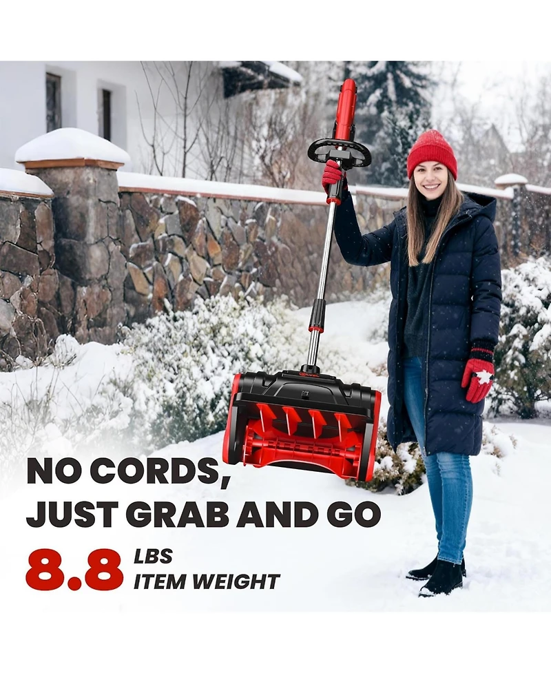 Silvel 20V Cordless Snow Shovel, 13-Inch Electric Snow Thrower with Adjustable Handle, Two Batteries, Quick Charger and Scraper Bar