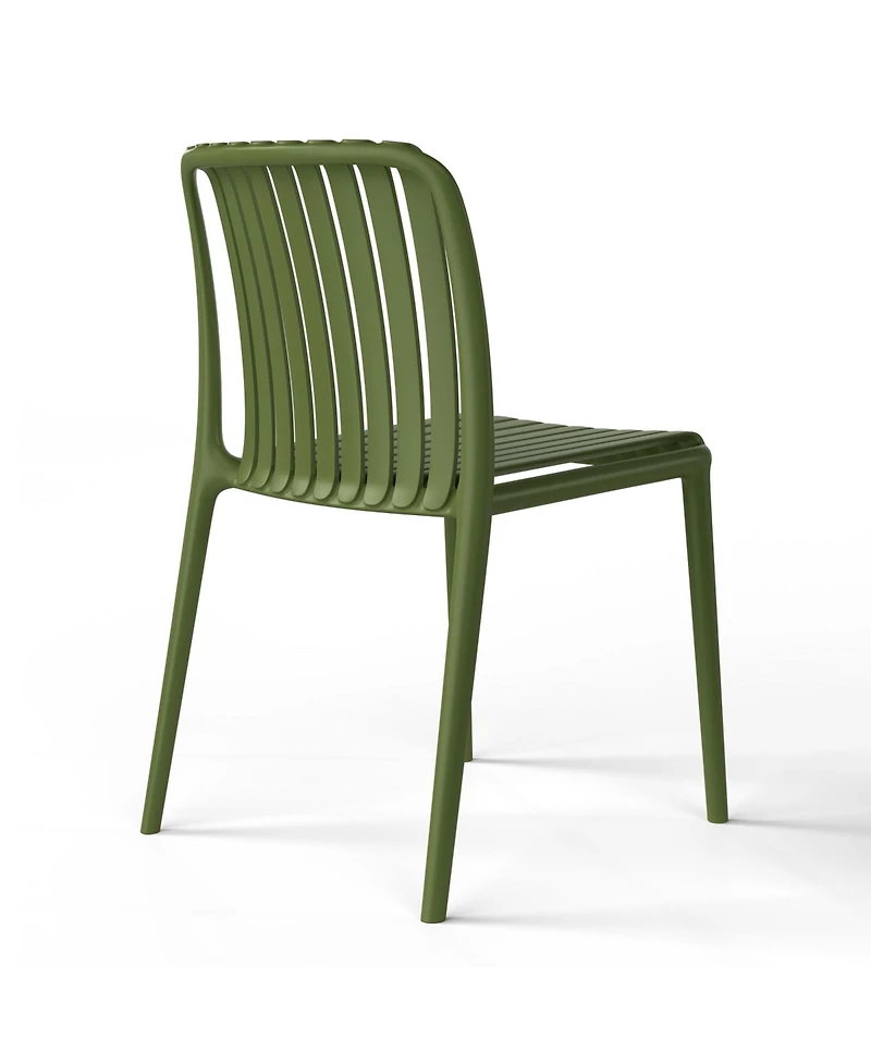 WestinTrends 5-Piece Outdoor Metal Dining Table Set And Stackable Resin Patio Chairs