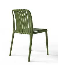 WestinTrends 5-Piece Outdoor Metal Dining Table Set And Stackable Resin Patio Chairs