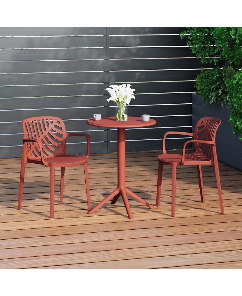 WestinTrends 3-Piece Outdoor Resin Patio Bistro Table Set with Stackable Patio Dining Side Chairs For 2