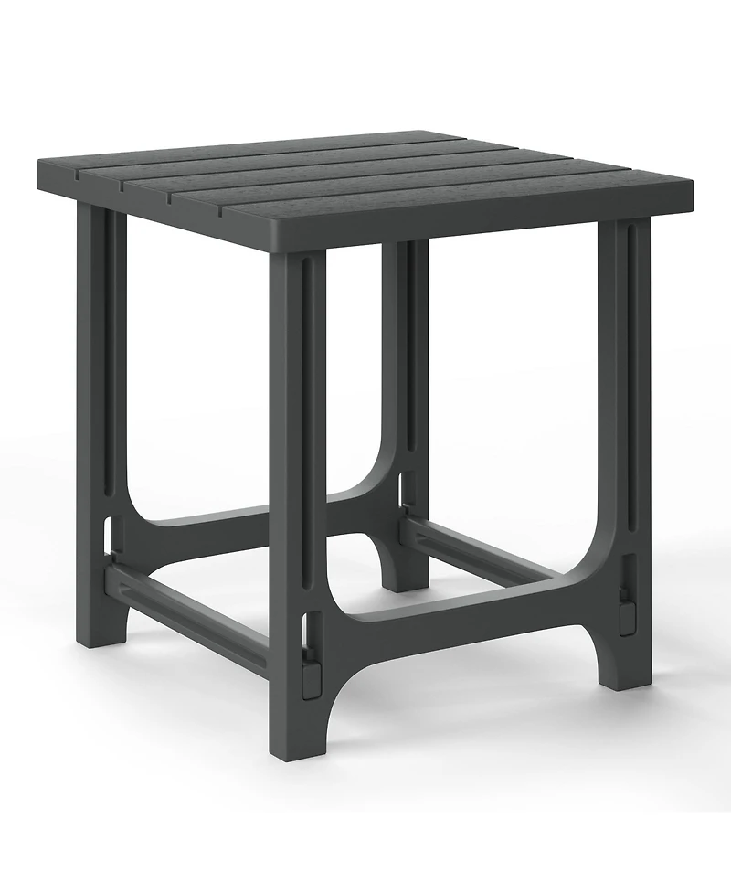 3-Piece Hdpe Outdoor Patio Adirondack Chair with Ottoman and 18" Side Table Set