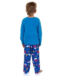 Sesame Street Toddler Boys Super Grover Character 2PC Long-Sleeve Sleep Shirt Pajama Pant Set Lounge
