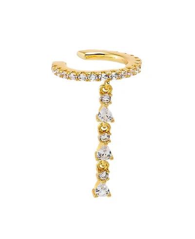 by Adina Eden Cubic Zirconia Gold Plated Tennis Short Drop Cuff Earrings