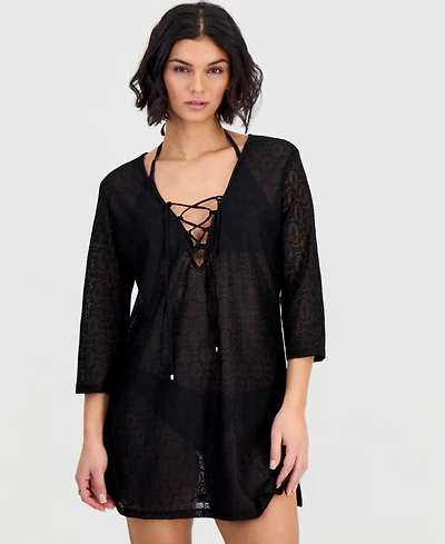 J Valdi Women's Lace-Up Tunic Cover-Up