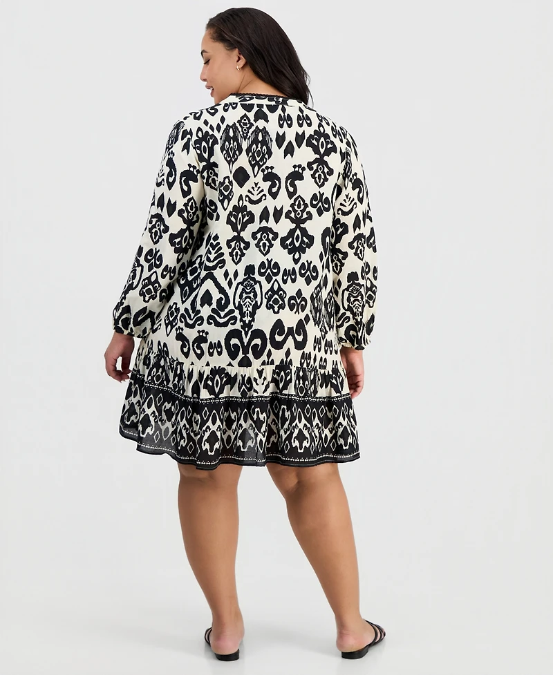 Raviya Plus Printed Button-Down Swim Cover Up Dress
