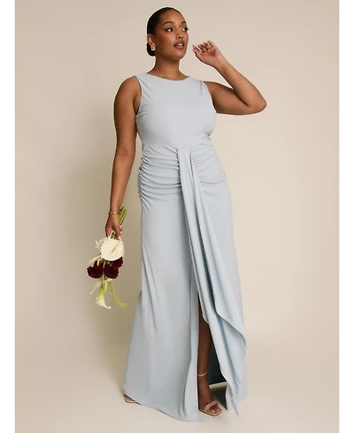 Six Stories Women's Drape Gathered Sleeveless Stretch Dress