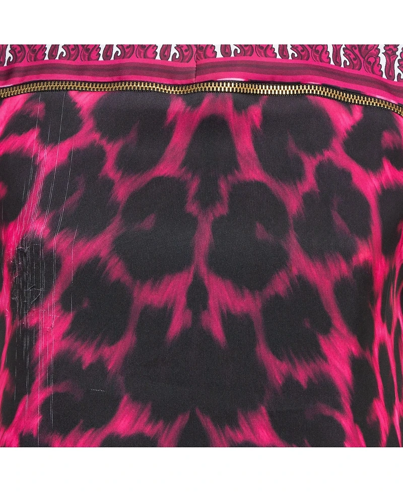 Pre-Owned Versace Women's Pre-Owned Versus Versace Pink Animal Print Zip Detail Mini Dress