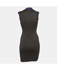 Pre-Owned Balenciaga Women's Black/blue Textured Knit Mini Dress