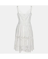 Pre-Owned Dolce & Gabbana Women's White Floral Embroidered Midi Dress