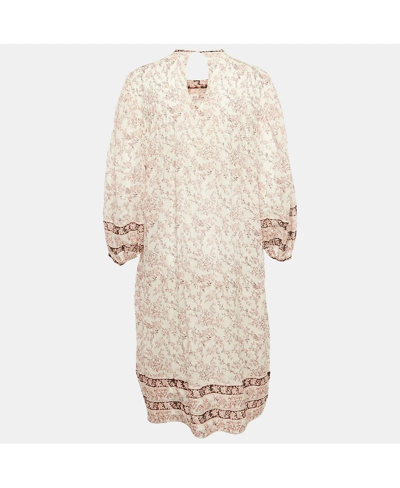 Pre-Owned Isabel Marant Women's Etoile Pink Printed Cotton Pleated Midi Dress