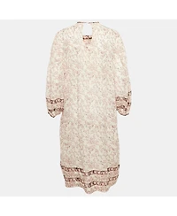 Pre-Owned Isabel Marant Women's Etoile Pink Printed Cotton Pleated Midi Dress