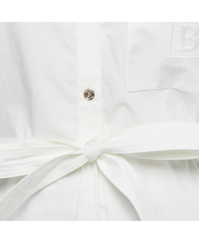 Pre-Owned Burberry Women's White Cotton Belted Mini Dress