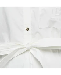 Pre-Owned Burberry Women's White Cotton Belted Mini Dress