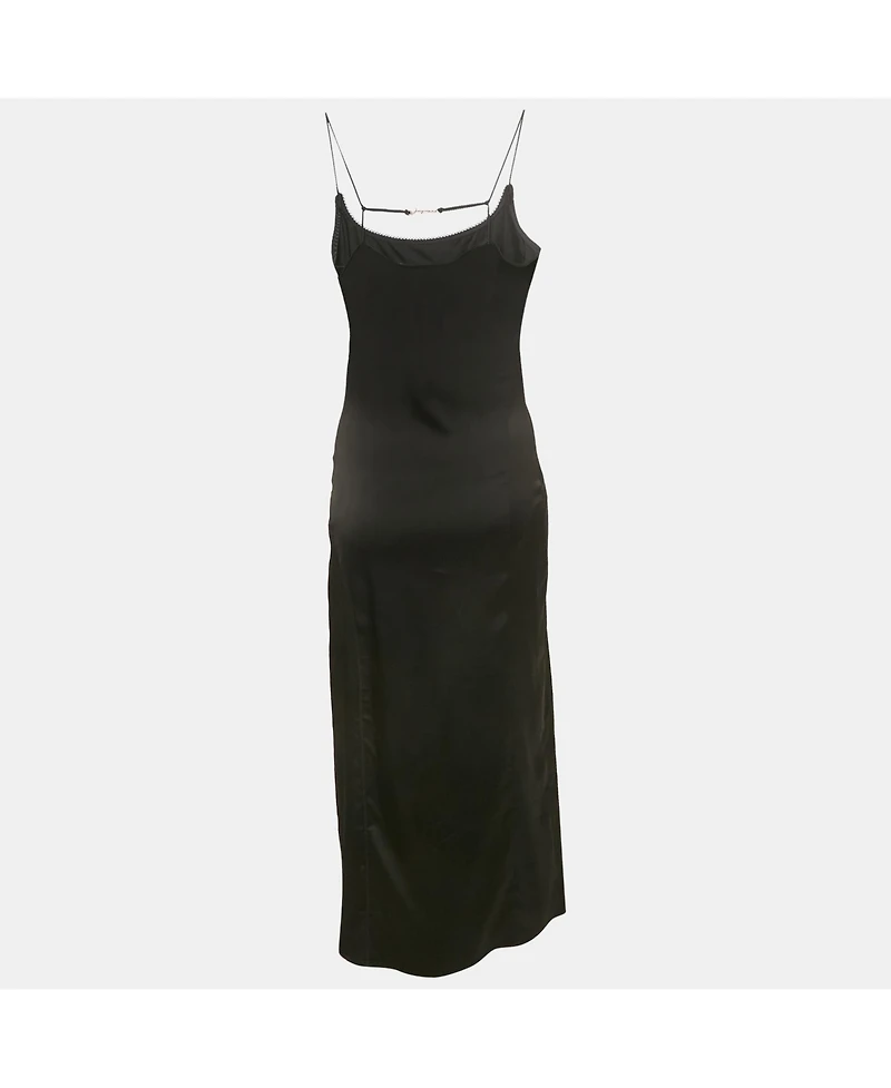 Pre-Owned Jacquemus Women's Black Satin Sleeveless Slip Dress