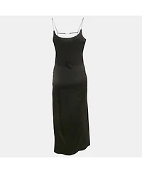 Pre-Owned Jacquemus Women's Black Satin Sleeveless Slip Dress