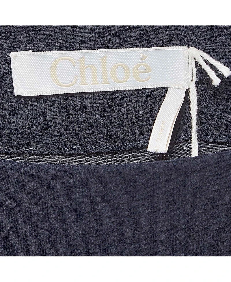 Pre-Owned Chloe Women's Navy Blue Crepe Tie-Up Detail Anthraci Robe Dress