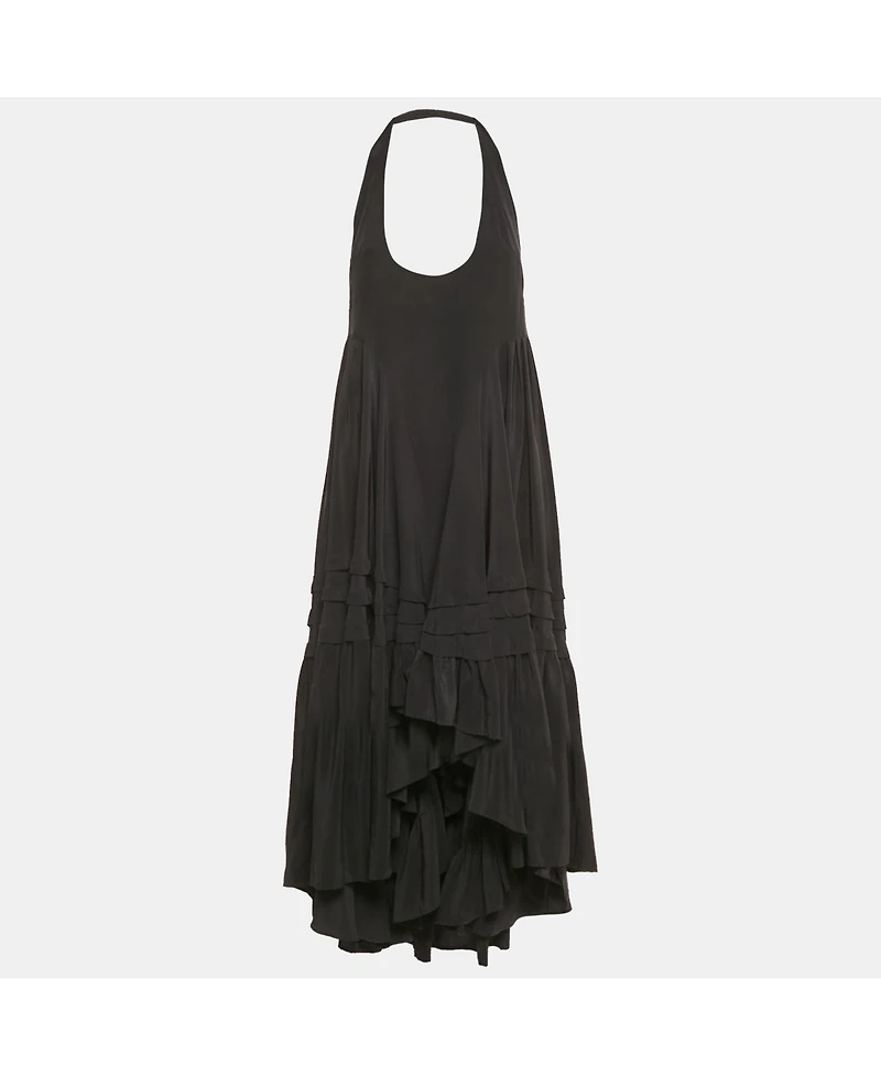 Pre-Owned Balenciaga Women's Black Silk Halter Neck Asymmetric Dress