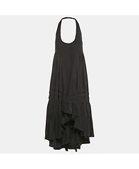 Pre-Owned Balenciaga Women's Black Silk Halter Neck Asymmetric Dress