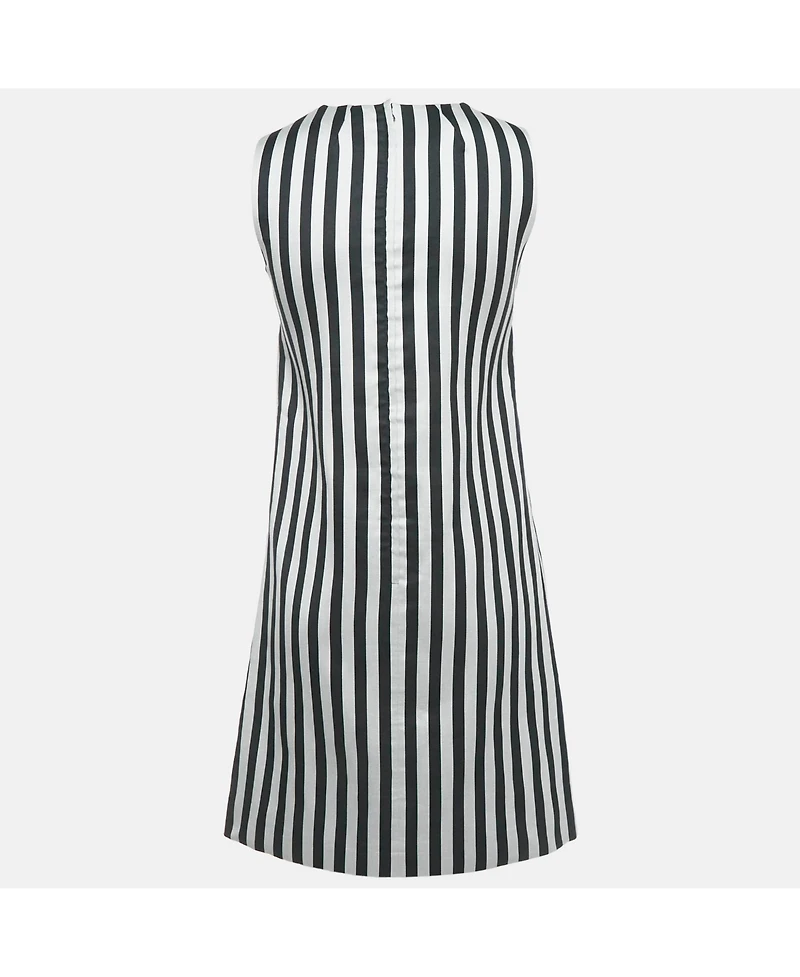 Pre-Owned Dolce & Gabbana Women's Black/grey Striped Cotton Blend Mini Dress