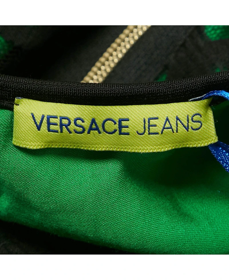 Pre-Owned Versace Women's Jeans Black/green Lace Overlay Sleeveless Mini Dress