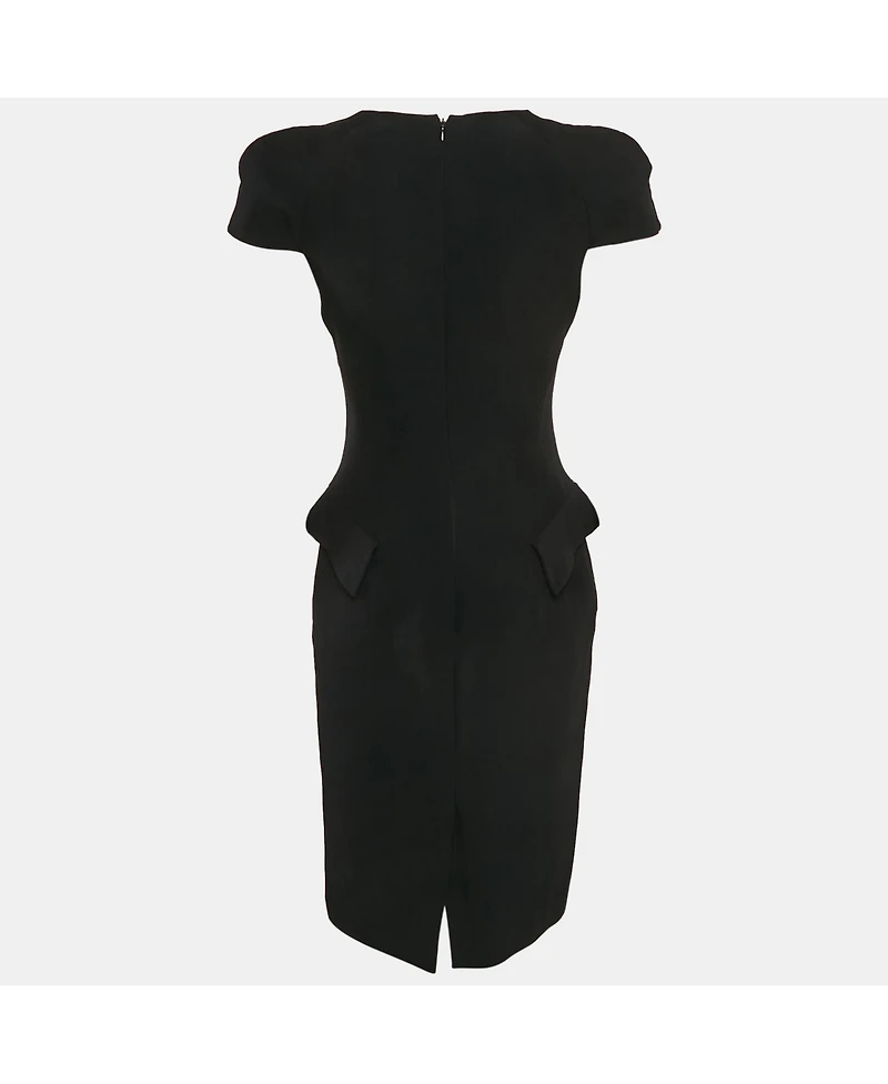 Pre-Owned Alexander Mcqueen Women's Pre-Owned Alexandre Mcqueen Black Crepe Cowl Neck Detail Knee-Length Dress
