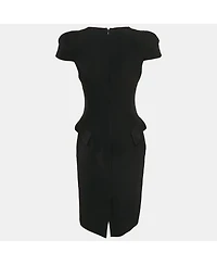 Pre-Owned Alexander Mcqueen Women's Pre-Owned Alexandre Mcqueen Black Crepe Cowl Neck Detail Knee-Length Dress