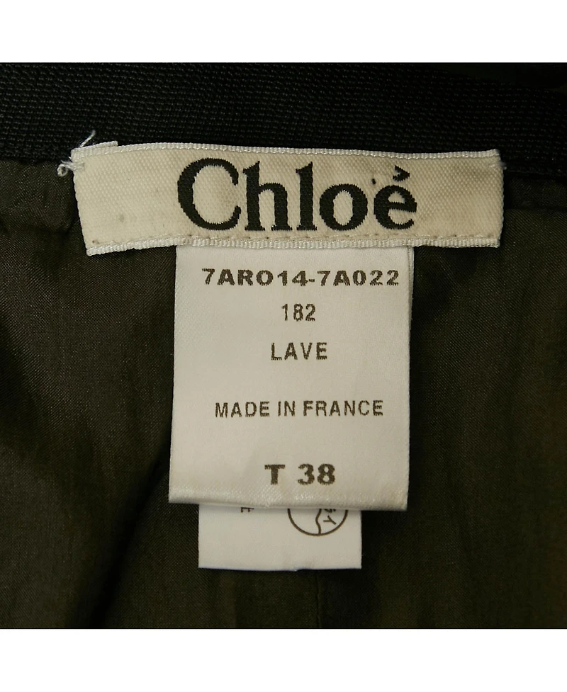 Pre-Owned Chloe Women's Green Printed Silk Knit Detail Strapless Short Dress