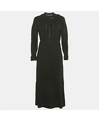 Pre-Owned Burberry Women's Black Crepe Lace Inserts Midi Dress