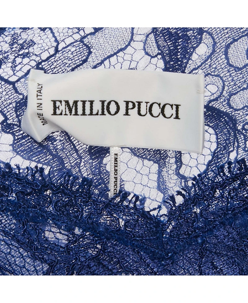 Pre-Owned Emilio Pucci Women's Black Lace Button Front Midi Dress