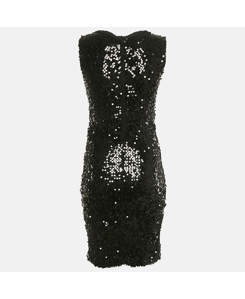 Pre-Owned Dolce & Gabbana Women's Black Sequin Mesh Sleeveless Short Dress