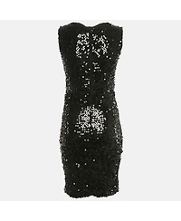 Pre-Owned Dolce & Gabbana Women's Black Sequin Mesh Sleeveless Short Dress