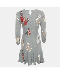 Pre-Owned Alexander Mcqueen Women's Grey Floral Jacquard Knit Mini Dress