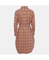 Pre-Owned Burberry Women's Beige /pink Checkered Print Cotton Short Shirt Dress
