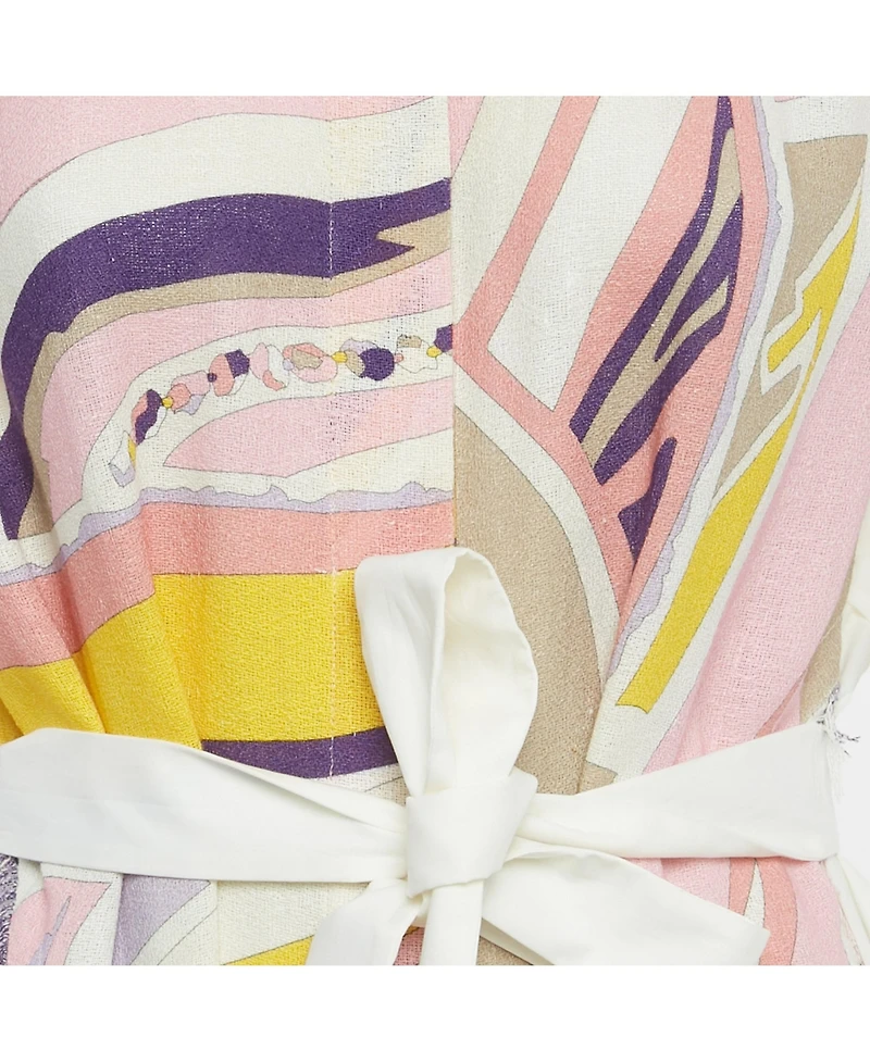 Pre-Owned Emilio Pucci Women's Multicolor Printed Cotton & Linen Frayed Mini Dress