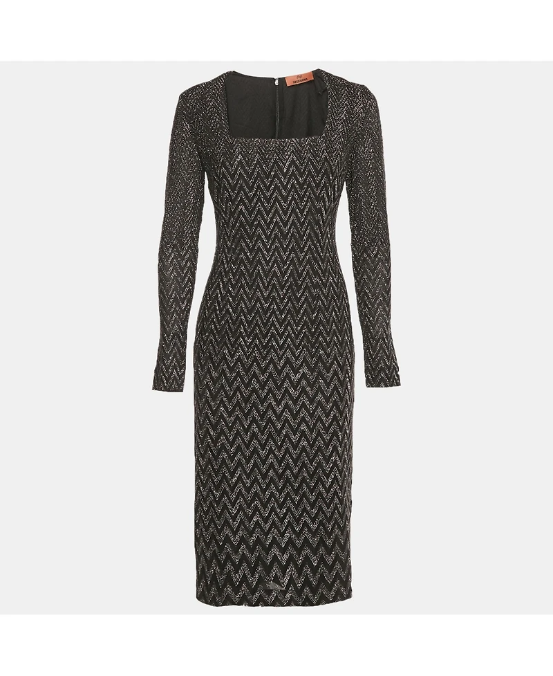 Pre-Owned Missoni Women's Black Zig Zag Lurex Knit Short Dress