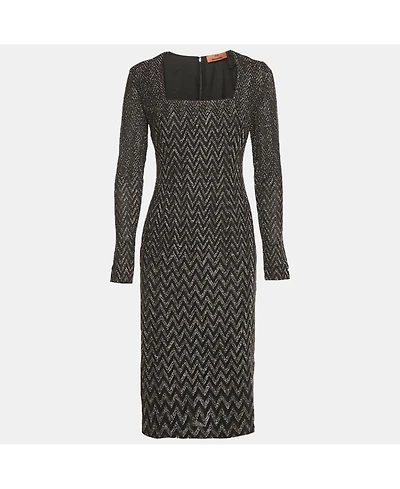 Pre-Owned Missoni Women's Black Zig Zag Lurex Knit Short Dress