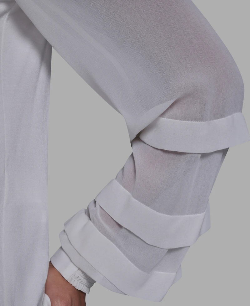 Bcbg Women's Slim Fit Collared Button-Up Top