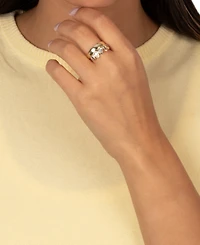 by Adina Eden Multi Cubic Zirconia Gold Plated Pear Rimmed Ring