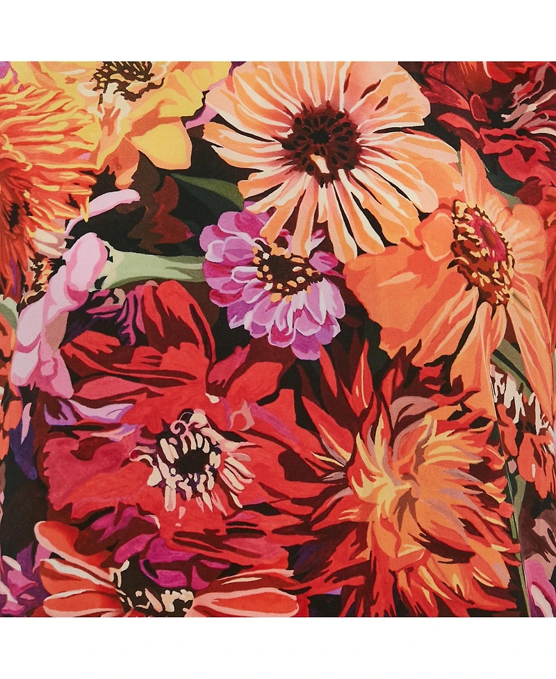 Pre-Owned Stella Mccartney Women's Red Poppy Print Silk Long Sleeve Blouse