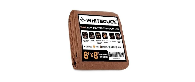 White Duck Outdoors 18 oz. Canvas Tarp 6x8 Brown