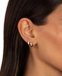 by Adina Eden Solid, Pave Square Octagon Gold Plated Earring Combo Set