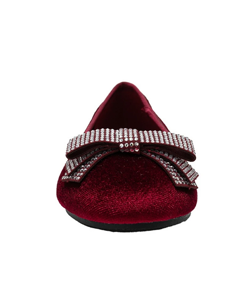 Bebe Girls' 1-13 Rhinestone Bow Ballet Flats